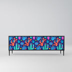 CACTUS VIBES 3-Door TV Stand in Black Finish