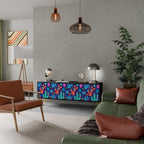 CACTUS VIBES 3-Door TV Stand in Black Finish