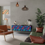 CACTUS VIBES 3-Door TV Stand in Black Finish