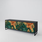 AUTUMN KALEIDOSCOPE 3-Door TV Stand in Black Finish