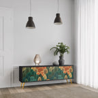 AUTUMN KALEIDOSCOPE 3-Door TV Stand in Black Finish