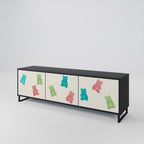 GUMMY BEARS 3-Door TV Stand in Black Finish