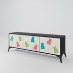 GUMMY BEARS 3-Door TV Stand in Black Finish
