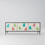 GUMMY BEARS 3-Door TV Stand in Black Finish
