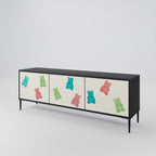 GUMMY BEARS 3-Door TV Stand in Black Finish