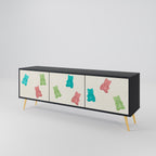 GUMMY BEARS 3-Door TV Stand in Black Finish