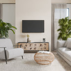 AFRICAN STYLE 3-Door TV Stand in Black Finish