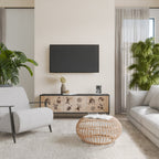 AFRICAN STYLE 3-Door TV Stand in Black Finish