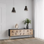 AFRICAN STYLE 3-Door TV Stand in Black Finish