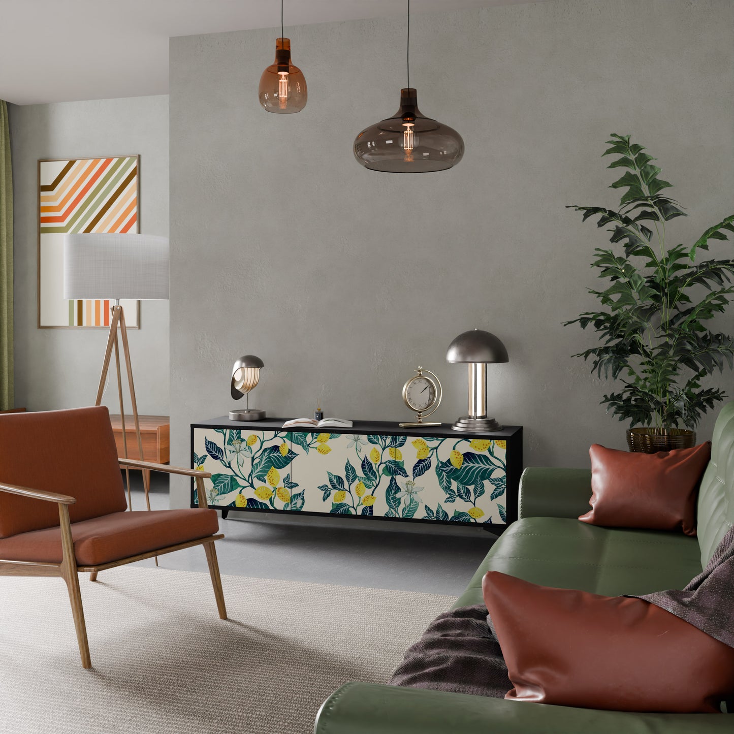 LEMON TREE 3-dörrars TV-bänk i svart finish
