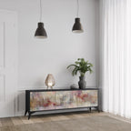 VEILED SUMMIT 3-Door TV Stand in Black Finish