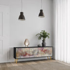 VEILED SUMMIT 3-Door TV Stand in Black Finish