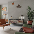 VEILED SUMMIT 3-Door TV Stand in Black Finish