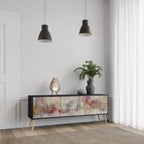 VEILED SUMMIT 3-Door TV Stand in Black Finish