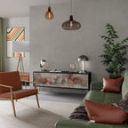 VEILED SUMMIT 3-Door TV Stand in Black Finish