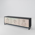 DELICATE BEAUTY 3-Door TV Stand in Black Finish