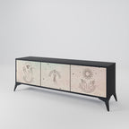 DELICATE BEAUTY 3-Door TV Stand in Black Finish