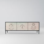 DELICATE BEAUTY 3-Door TV Stand in Black Finish