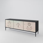 DELICATE BEAUTY 3-Door TV Stand in Black Finish