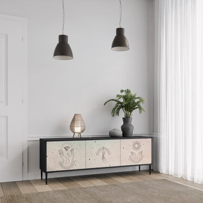 DELIKATE BEAUTY 3-dörrars TV-bänk i svart finish