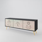 DELICATE BEAUTY 3-Door TV Stand in Black Finish