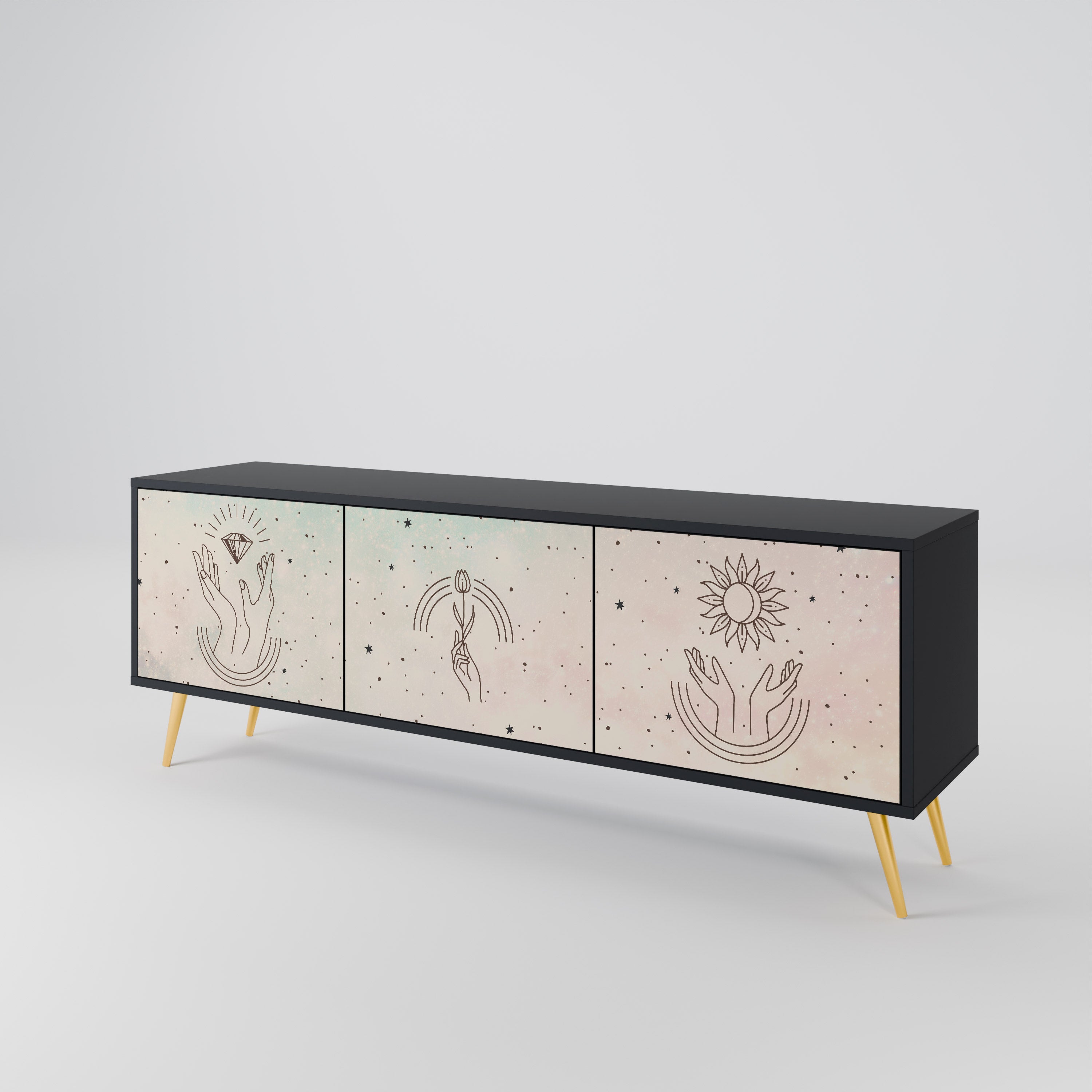 DELICATE BEAUTY TV-bänk med 3 dörrar