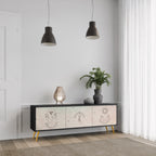 DELICATE BEAUTY 3-Door TV Stand in Black Finish