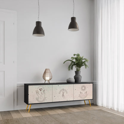 DELIKATE BEAUTY 3-dörrars TV-bänk i svart finish
