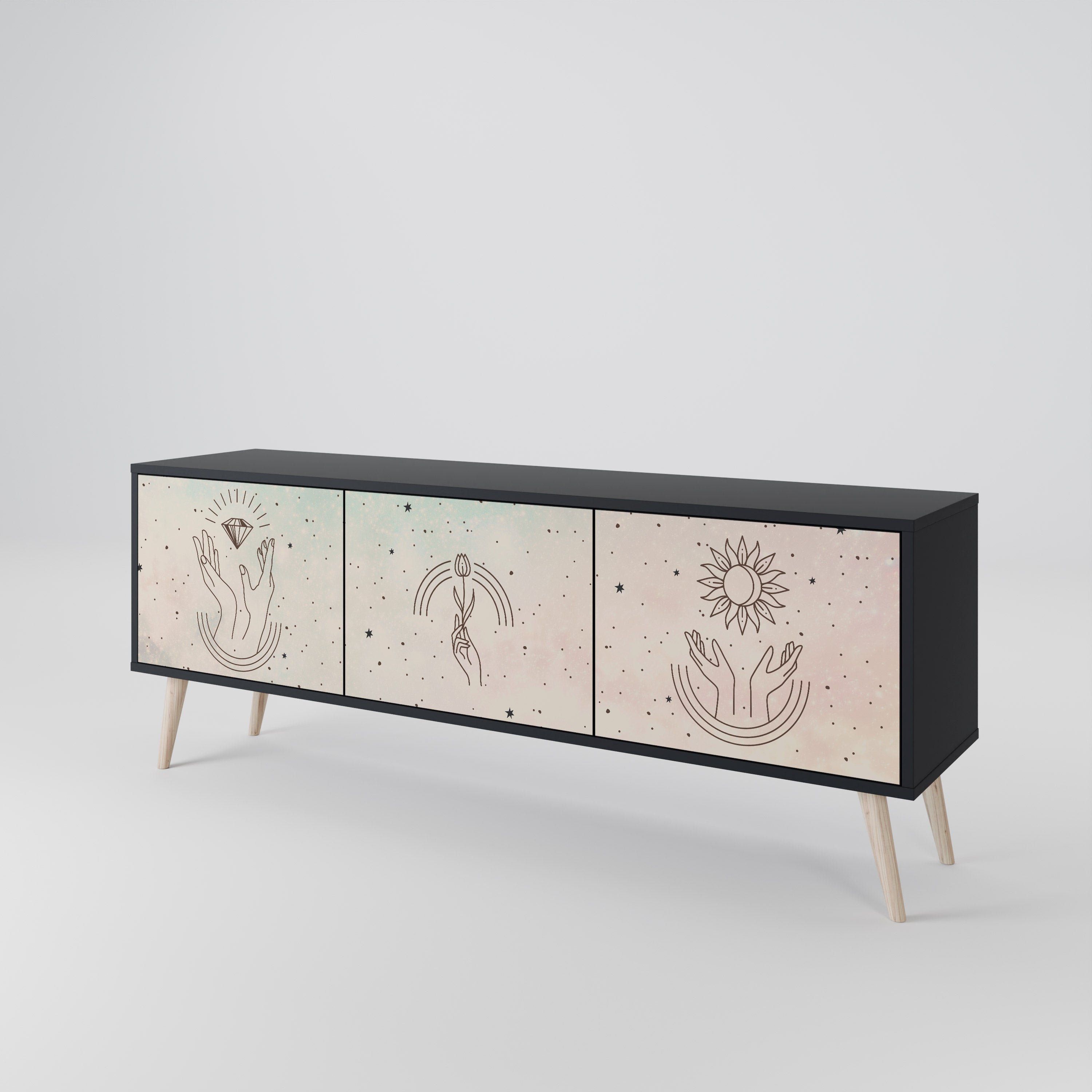 DELICATE BEAUTY TV-bänk med 3 dörrar