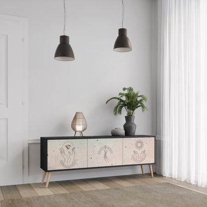 DELIKATE BEAUTY 3-dörrars TV-bänk i svart finish