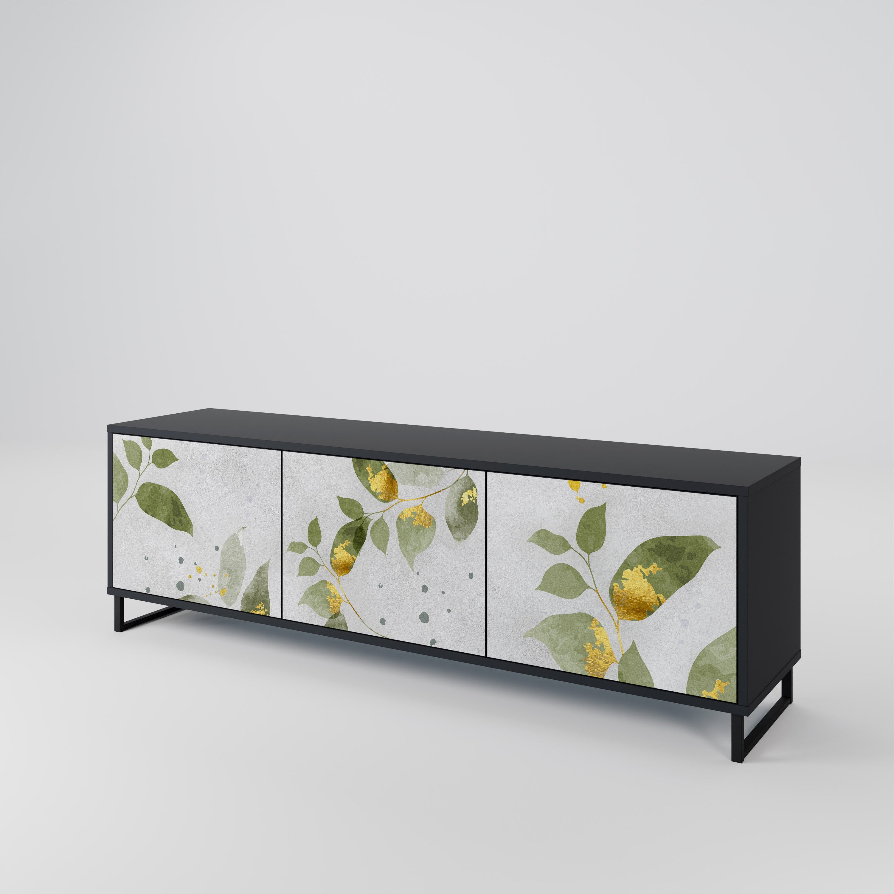 ELEGANT BOTANICS 3-dörrars TV-bänk i svart finish