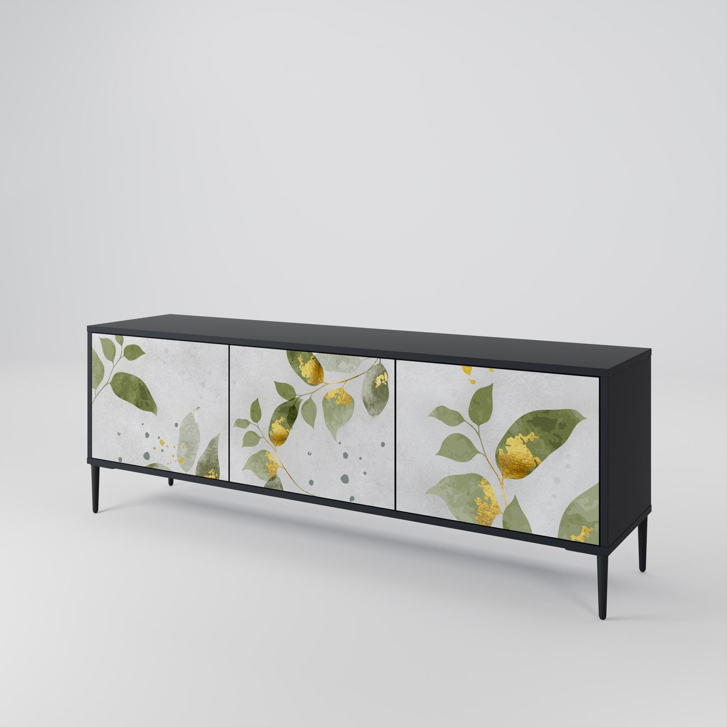 ELEGANT BOTANICS 3-dörrars TV-bänk i svart finish