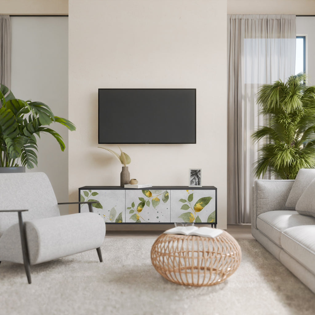 ELEGANT BOTANICS 3-dörrars TV-bänk i svart finish