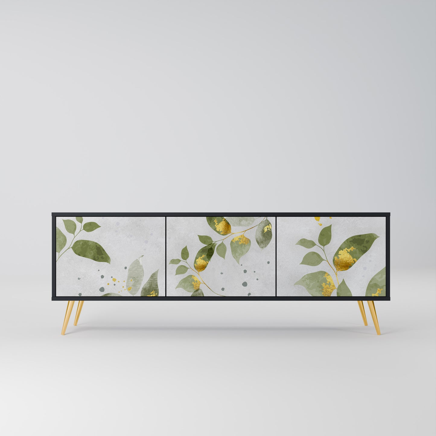 ELEGANT BOTANICS 3-dörrars TV-bänk i svart finish