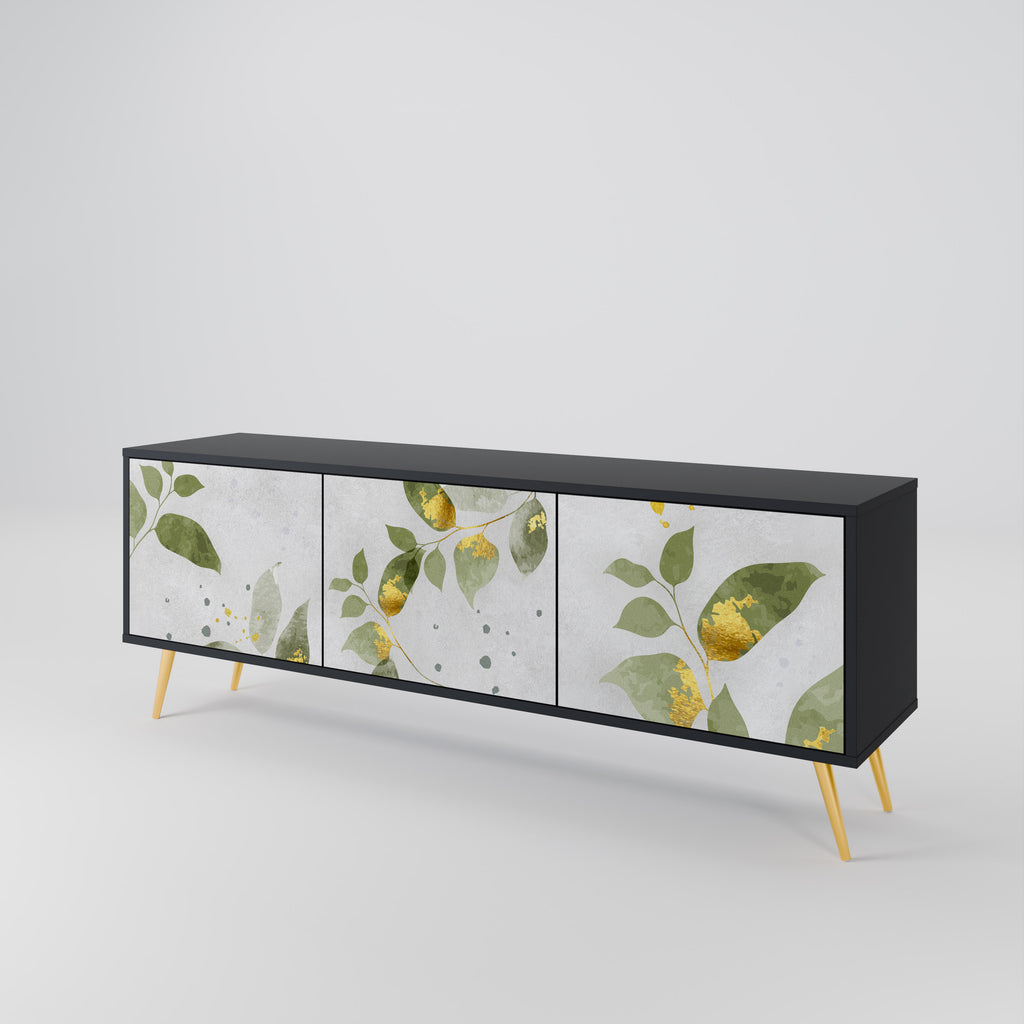 ELEGANT BOTANICS 3-dörrars TV-bänk i svart finish