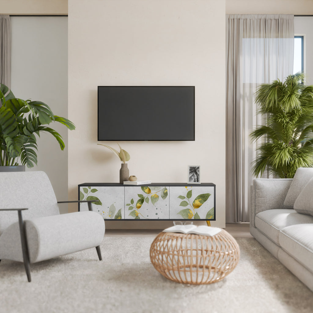 ELEGANT BOTANICS 3-dörrars TV-bänk i svart finish