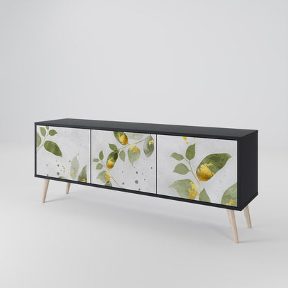 ELEGANT BOTANICS 3-dörrars TV-bänk i svart finish