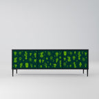 DESERT GREEN 3-Door TV Stand in Black Finish