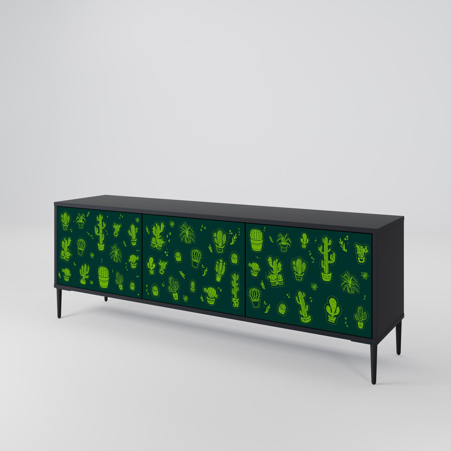 DESERT GREEN 3-dörrars TV-bänk i svart finish