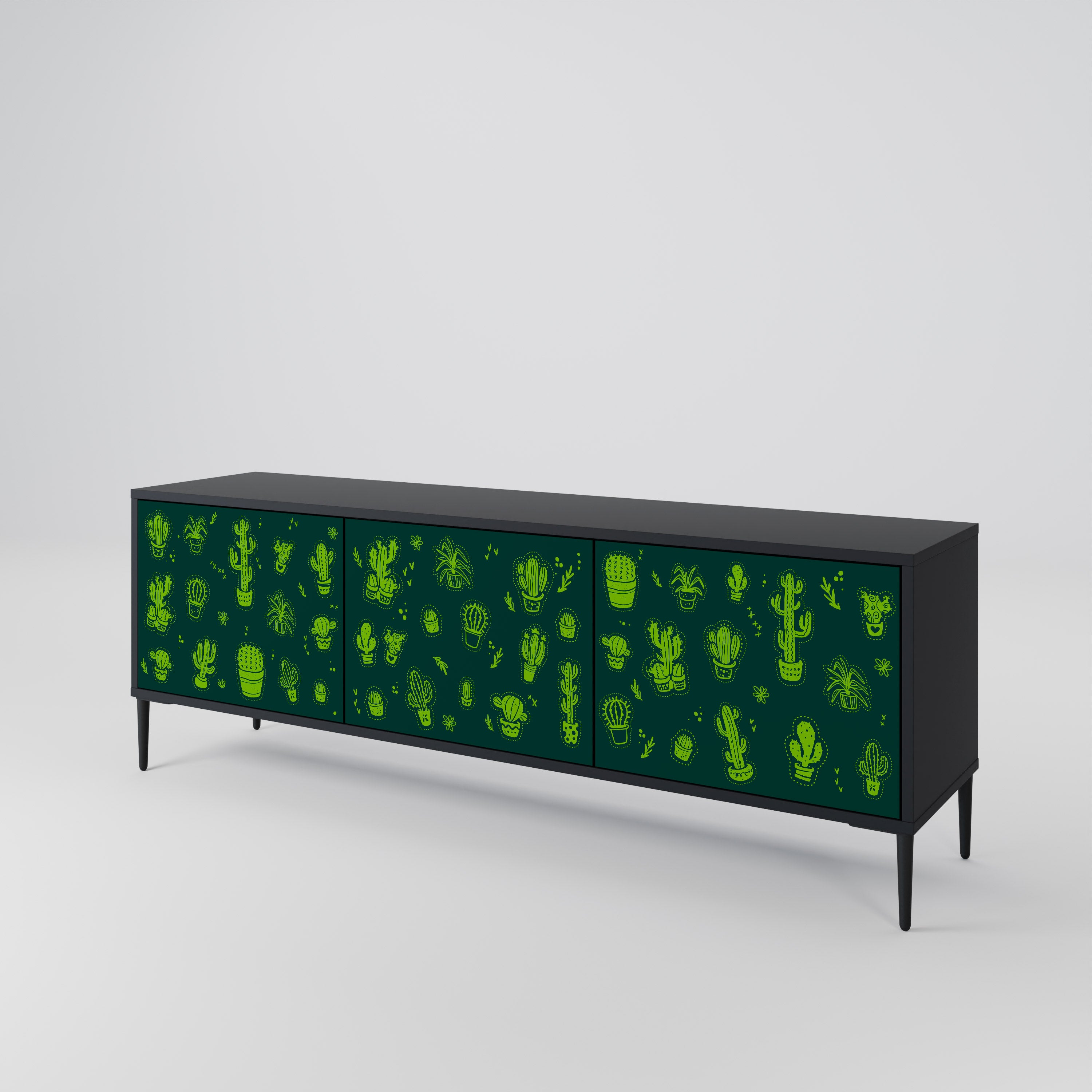 DESERT GREEN 3-dörrars TV-bänk i svart finish