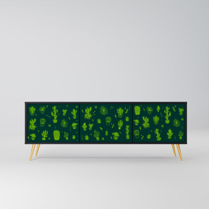 DESERT GREEN 3-dörrars TV-bänk i svart finish