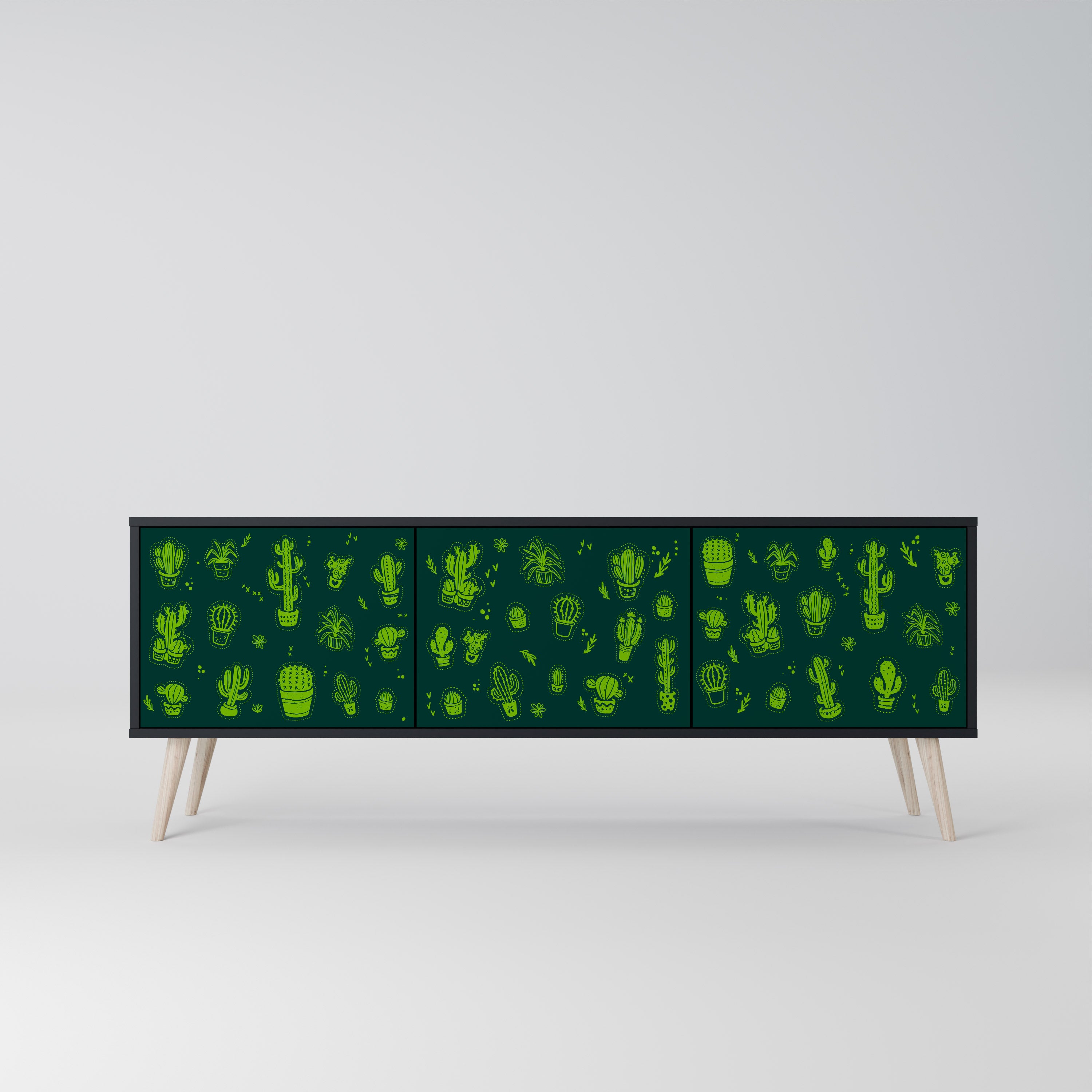 DESERT GREEN 3-dörrars TV-bänk i svart finish