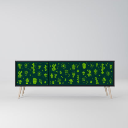 DESERT GREEN 3-dörrars TV-bänk i svart finish