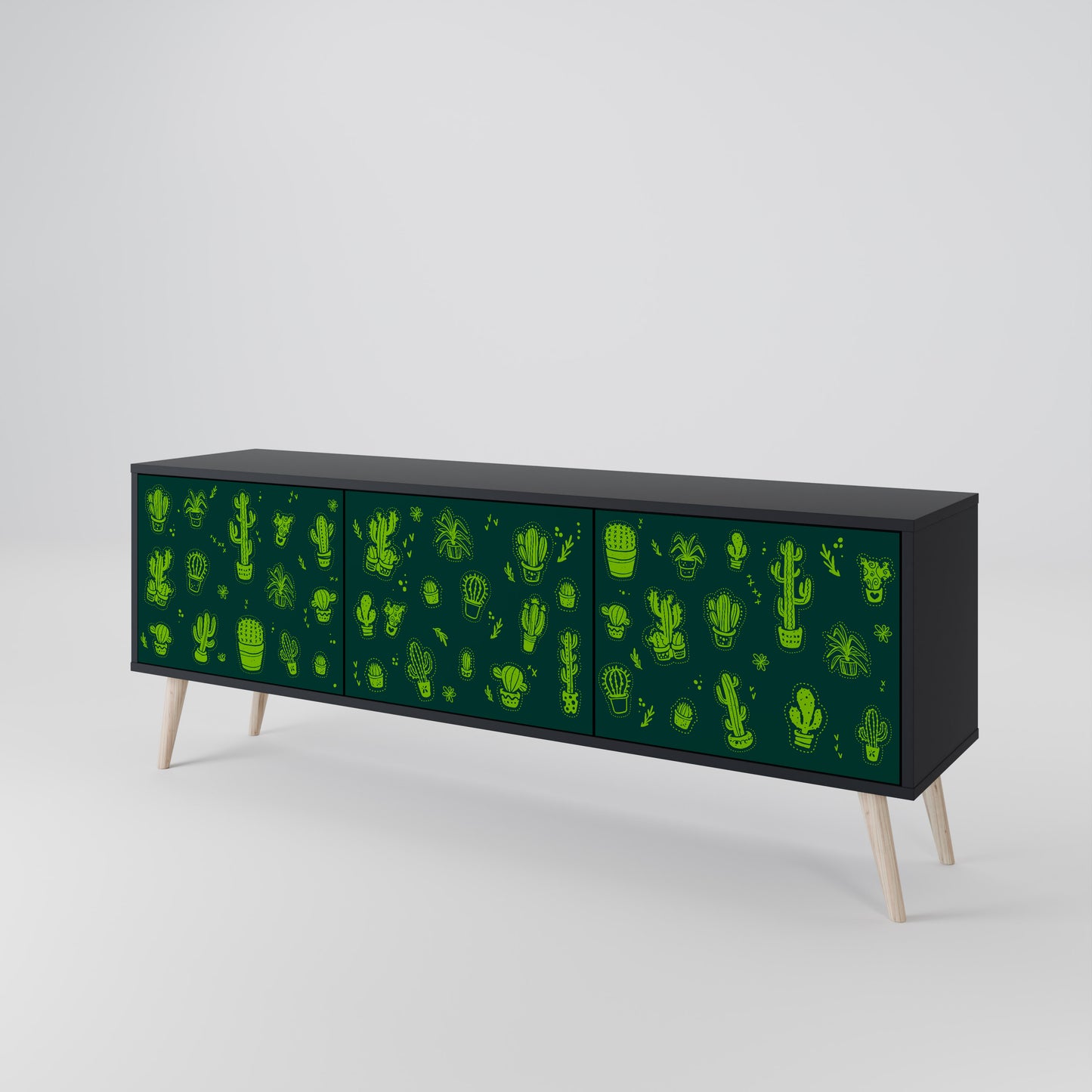 DESERT GREEN 3-dörrars TV-bänk i svart finish