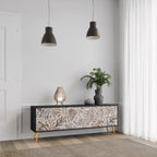 PASSING TIME 3-Door TV Stand in Black Finish