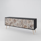 PASSING TIME 3-Door TV Stand in Black Finish