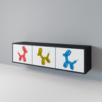 CHILDHOOD MEMORY 3-Door TV Stand in Black Finish