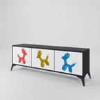 CHILDHOOD MEMORY 3-Door TV Stand in Black Finish