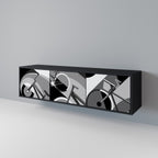 BIKE ENERGY 3-Door TV Stand in Black Finish