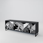 BIKE ENERGY 3-Door TV Stand in Black Finish